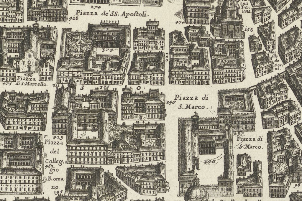 Detail of the Piazza di San Marco from Giovanni Battista Falda's 1676 map.