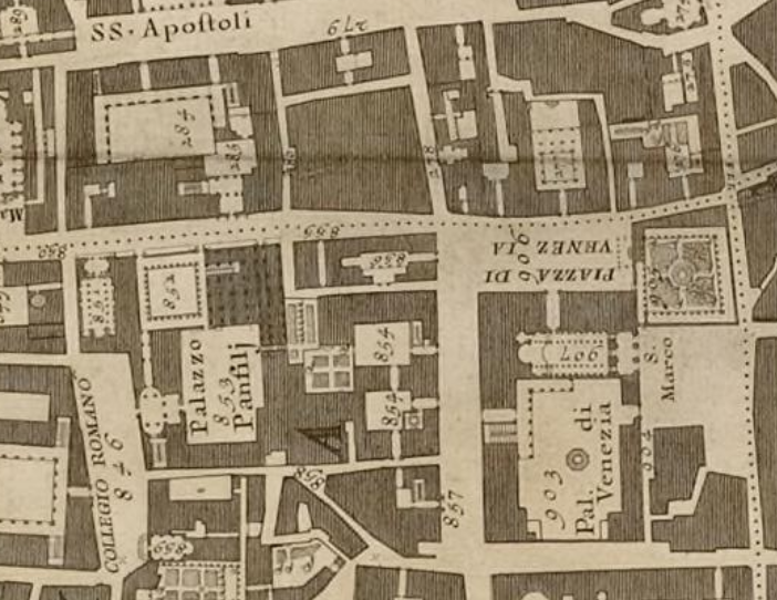 Detail of Piazza di Venezia from Nolli's 1748 map.