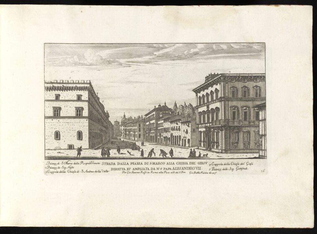 Print of the Strada dalla Piazza di S. Marco by Giovanni Battista Falda.