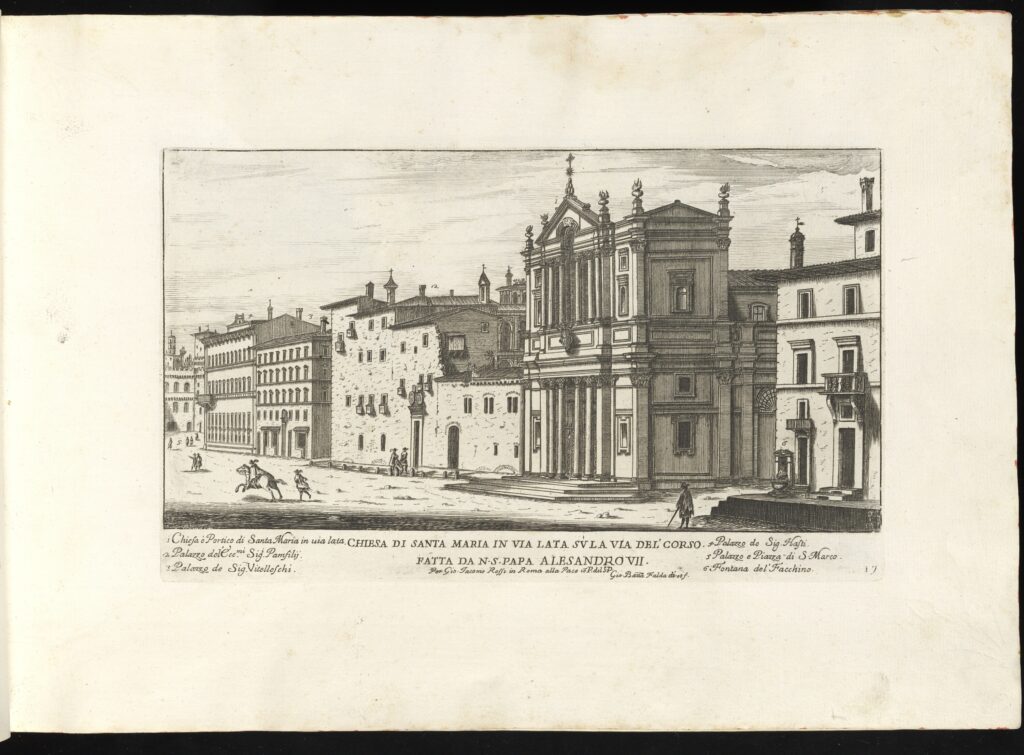 Print of the Chiesa di Santa Maria in Via Lata by G. B. Falda.