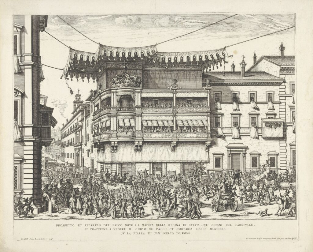 Print of Queen Christina's balcony on the Piazza di San Marco